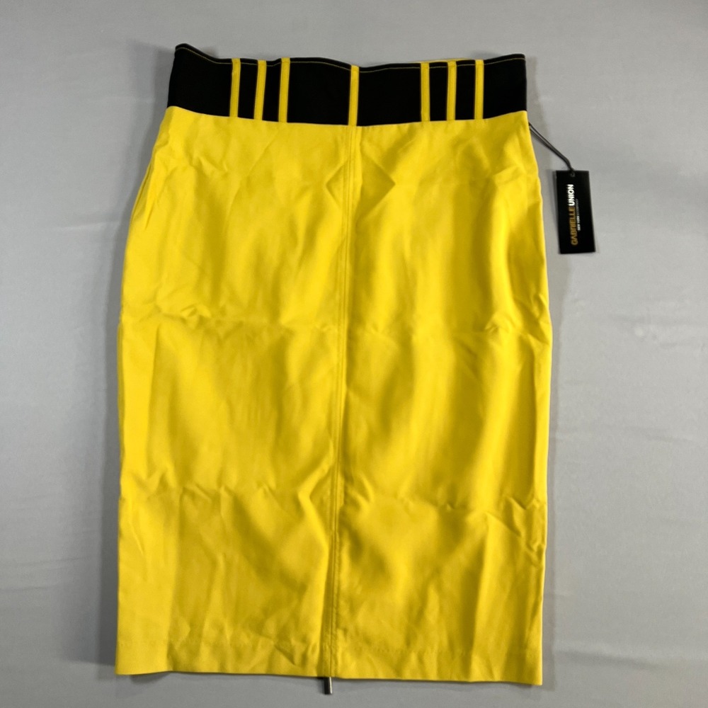 Gabrielle Union New York & Company Pencil Skirt Women 20 Yellow Stretch Full Zip